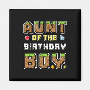 Aimant Tante du garçon d'anniversaire Gamer Pixel Anniver