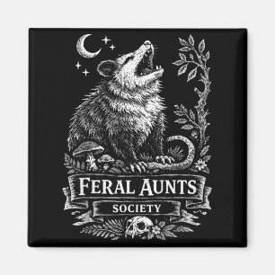 Aimant Tante Sauvage Société Drôle Opossum Cottagecore