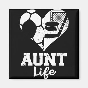 Aimant Tante Vie Football Hockey Cœur Sport Partagé Jeu D