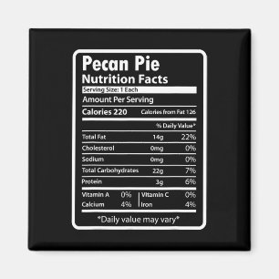 Aimant Tarte aux noix de pécan Faits nutritionnels drôles