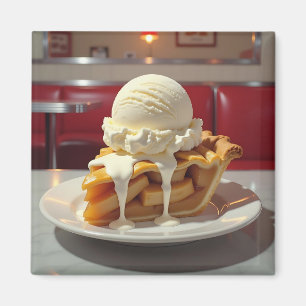 Aimant Tarte aux pommes et crème glacée à la vanille au d