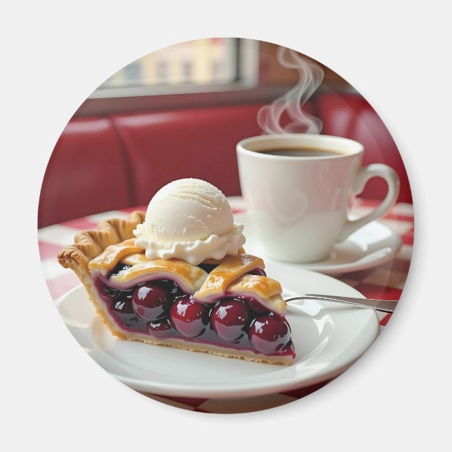 Aimant Tarte cerise, crème glacée vanille et café (Devant)