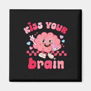 Aimant Tasse de la Saint-Valentin Rétro Kiss Your Brain