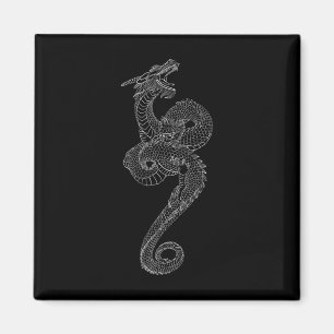 Aimant Tatouage d'art de dragon Japon Traditionnel Graphi