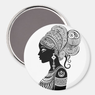 Aimant Tatouage Tribal Portrait de Fille Africaine