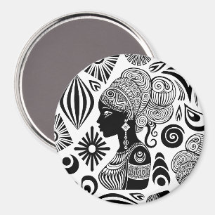 Aimant Tatouage Tribal Portrait de Fille Africaine