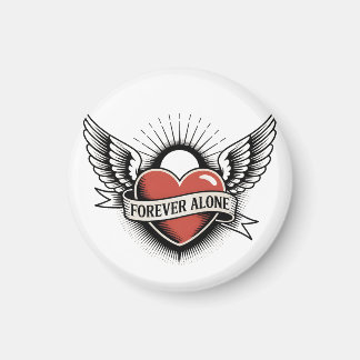Aimant Tattoo Art: Winged Heart with "Forever Alone"