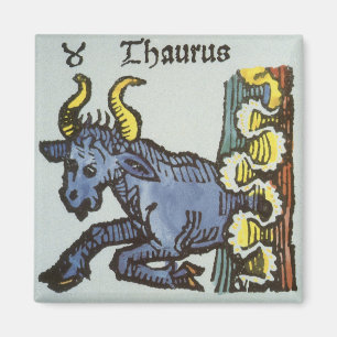 Aimant Taurus le Taureau, Signes Vintages du Zodiaque