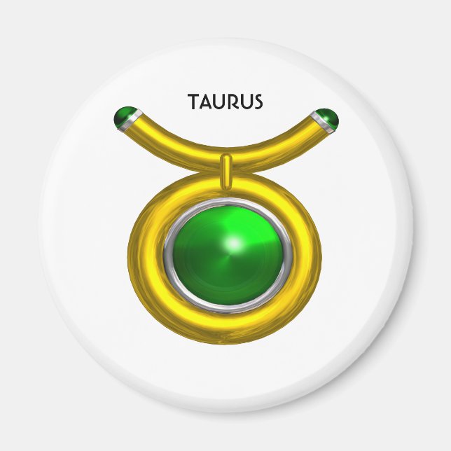 AIMANT TAURUS /OR, EMÉRALD VERT SIGNE ZODIAC JEWEL (Devant)