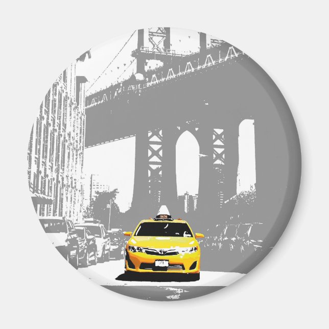 Aimant Taxi jaune Nyc Brooklyn Bridge New York (Devant)