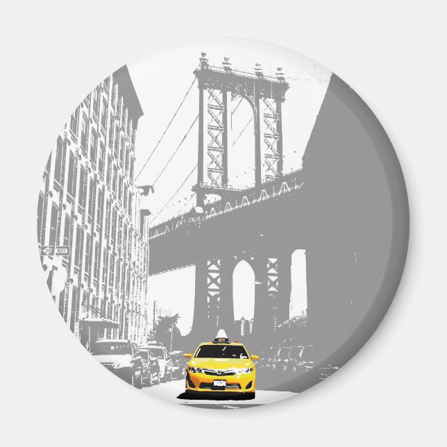 Aimant Taxi jaune Pont Brooklyn Nyc New York City (Devant)