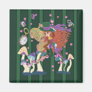 Aimant Tea Party Fairy, Vintage Watch et champignons
