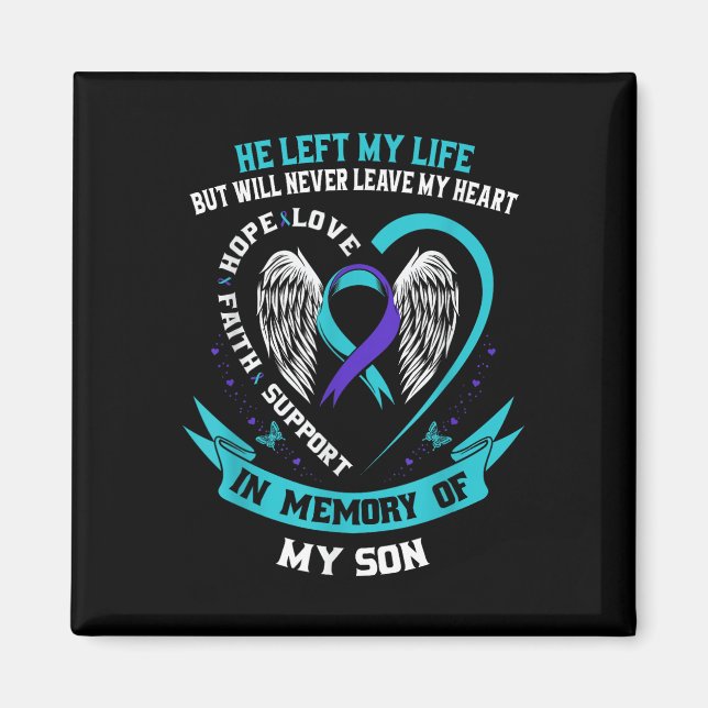 Aimant Teal And Purple Suicide Awareness Ribbon In Memory (Devant)