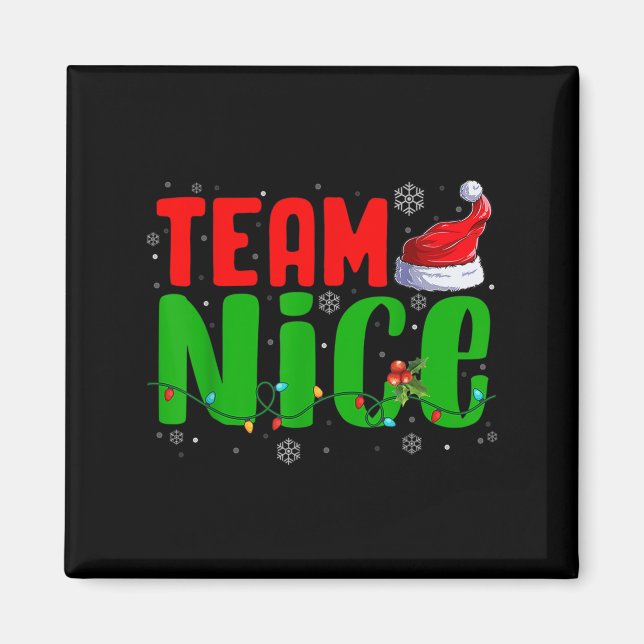 Aimant Team Naughty Nice Santa Hat Funny Christmas Matchi (Devant)