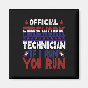 Aimant Technicien en Firework 4 juillet Funny Usa Pyro-te