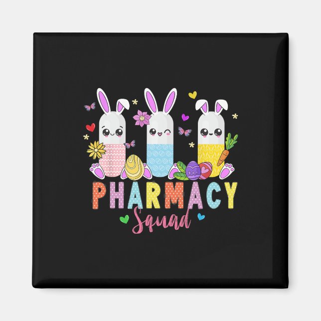 Aimant Technicien en pharmacie Bunny Jour de Pâques Techn (Devant)