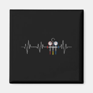Aimant Technicien Hvac Ekg Heartbeat Vintage Funny Hvac T