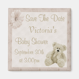 Aimant Teddy Bear Enregistrer le Baby shower Date Neutre
