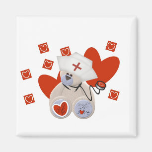 Aimant Teddy Bear Nurse Love Tshirts et cadeaux