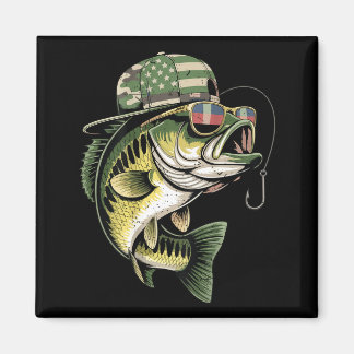 Aimant Teens boy camo bass fishing american flag fishing