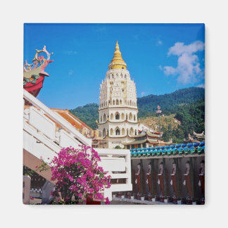 Aimant Temple Red Kek Lok Si, Penang, fleurs de Malaisie