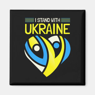 Aimant Tenez-vous avec le drapeau de l'Ukraine Anti-Pouti