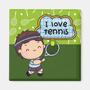 Aimant Tennis Boy joue au tennis