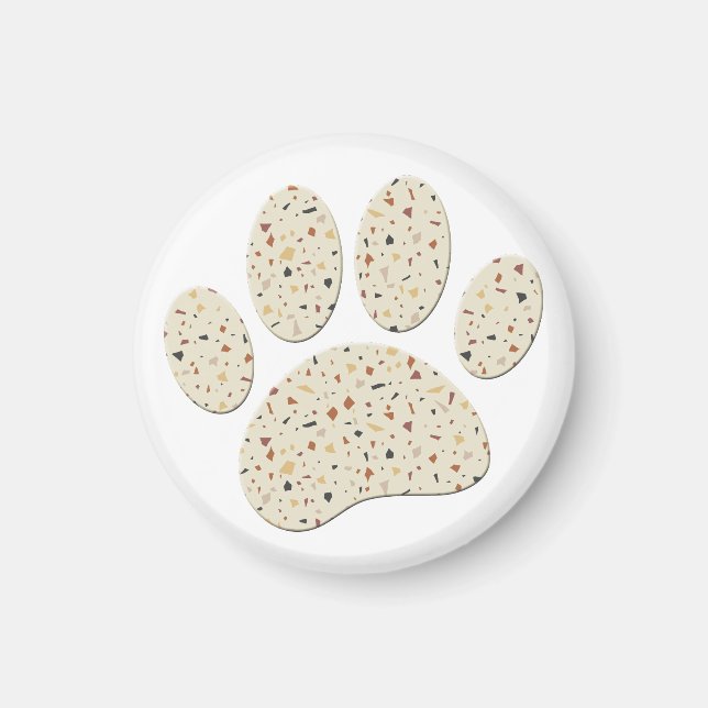 Aimant Terrazzo Dog Pawprint Motif Art (Devant)