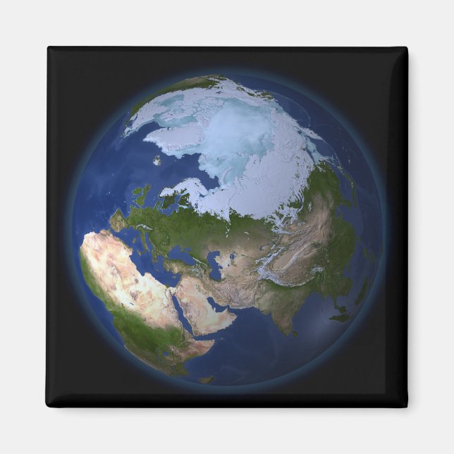 Aimant Terre entière montrant la région arctique (Devant)