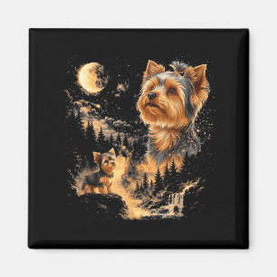 Aimant Térrier du Yorkshire Hurlement Lune Design Vintage
