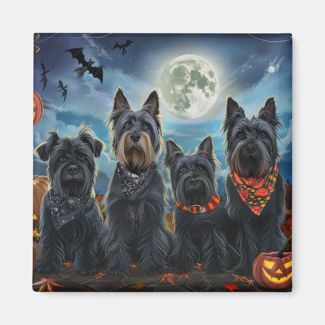 Aimant Terrier Écossais Halloween Effrayant (Devant)