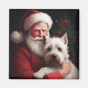 Aimant Terrier West Highland blanc Père Noël Noël