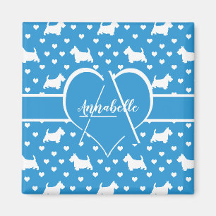 Aimant Terriers écossais blancs (Chiens écossais) Bleu
