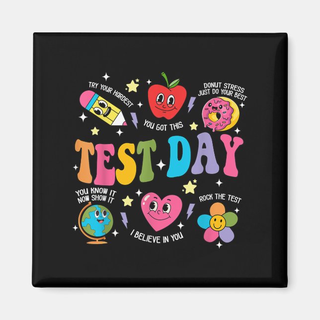 Aimant Test Day Rock The Test Testing Day Motivational Te (Devant)