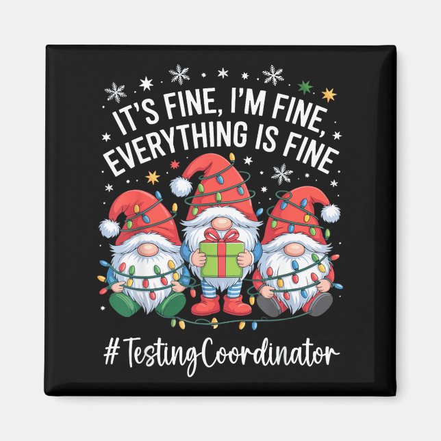 Aimant Testing Coordinator Gnome Everything Is Fine Funny (Devant)