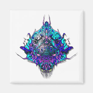 Aimant Tête Alien - bleu et violet