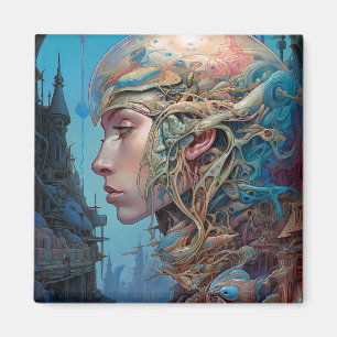 Aimant Tête biomécanique Surréaliste Sci-Fi Art