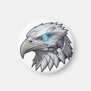 Aimant Tête d'Aigle Robotique Futuriste Aigle Chauve Cybe