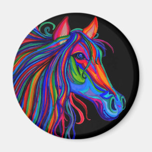 Aimant tête de cheval d'arc-en-ciel