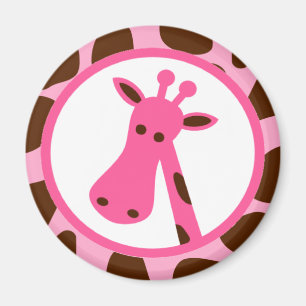 Aimant Tête de girafe rose et Brown