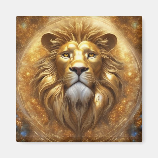 Aimant Tête de lion doré superbe (Devant)