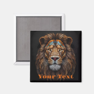 Aimant Tête de lion mosaïque majestueuse