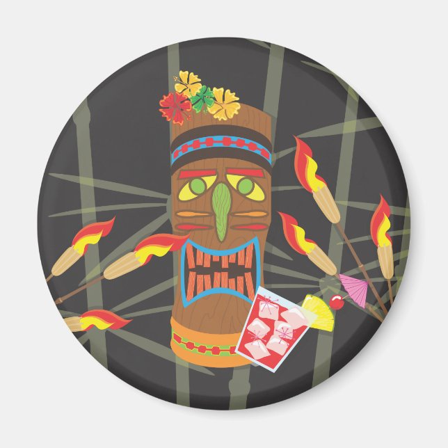 Aimant Tête de Retro Tiki (Devant)
