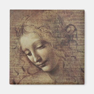 Aimant Tête d'une jeune femme avec les cheveux ébouriff