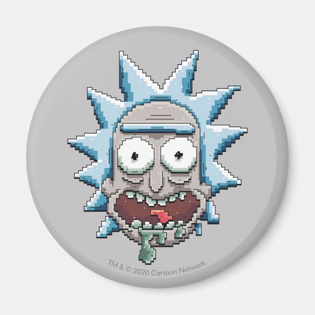 Aimant Tête Pixelette Rick Drooling (Devant)