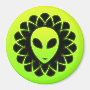 Aimant Tête verte d'alien d'espace de lueur
