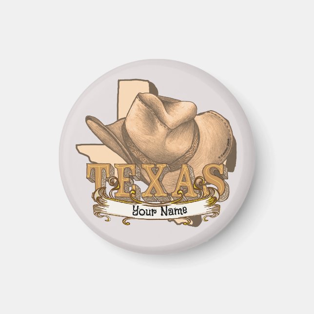 Aimant Texas Cowboy nom personnalisé (Devant)
