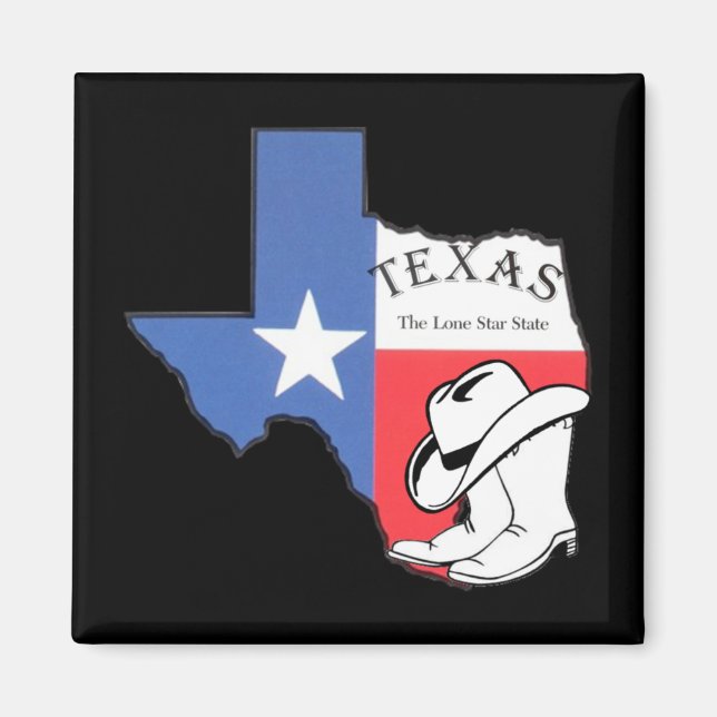 Aimant Texas : Drapeau et silhouette du Texas (Devant)