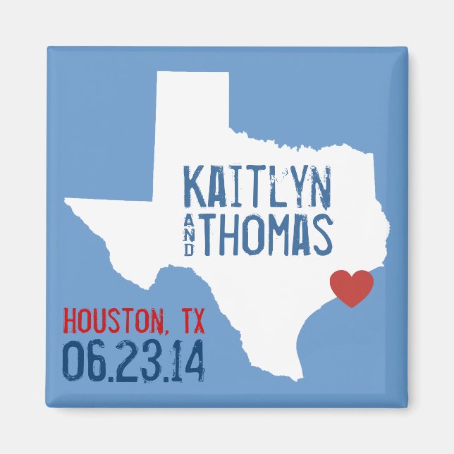 Aimant Texas Enregistrer la date - Ville personnalisable (Devant)