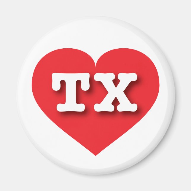 Aimant Texas Red Heart - J'aime TX (Devant)